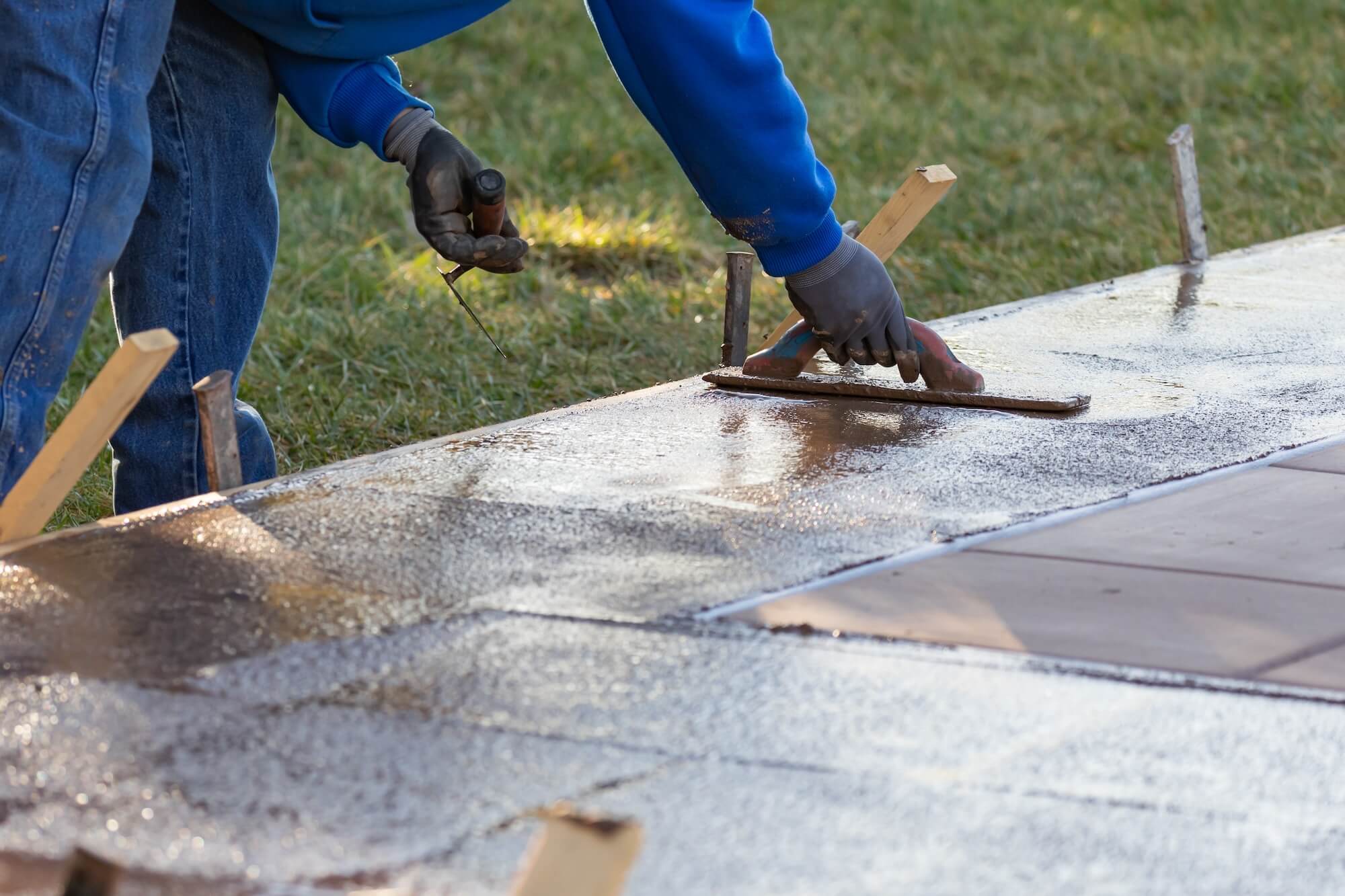 Freshly poured concrete sidewalk at a Richfield, MN neighborhood home